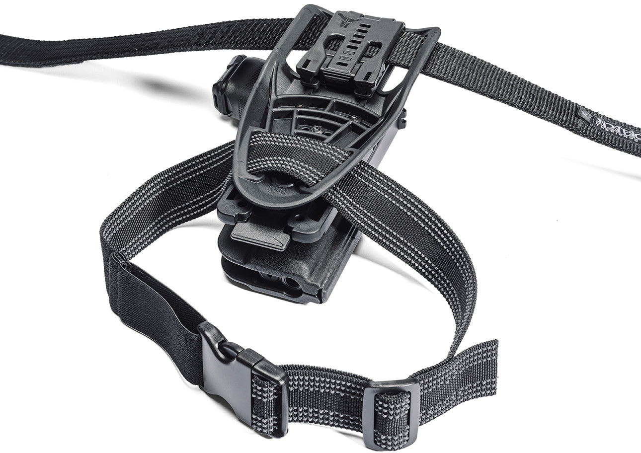 Duty Drop and Offset Attachment with Thigh Strap and Tek-Lok Belt Attachment