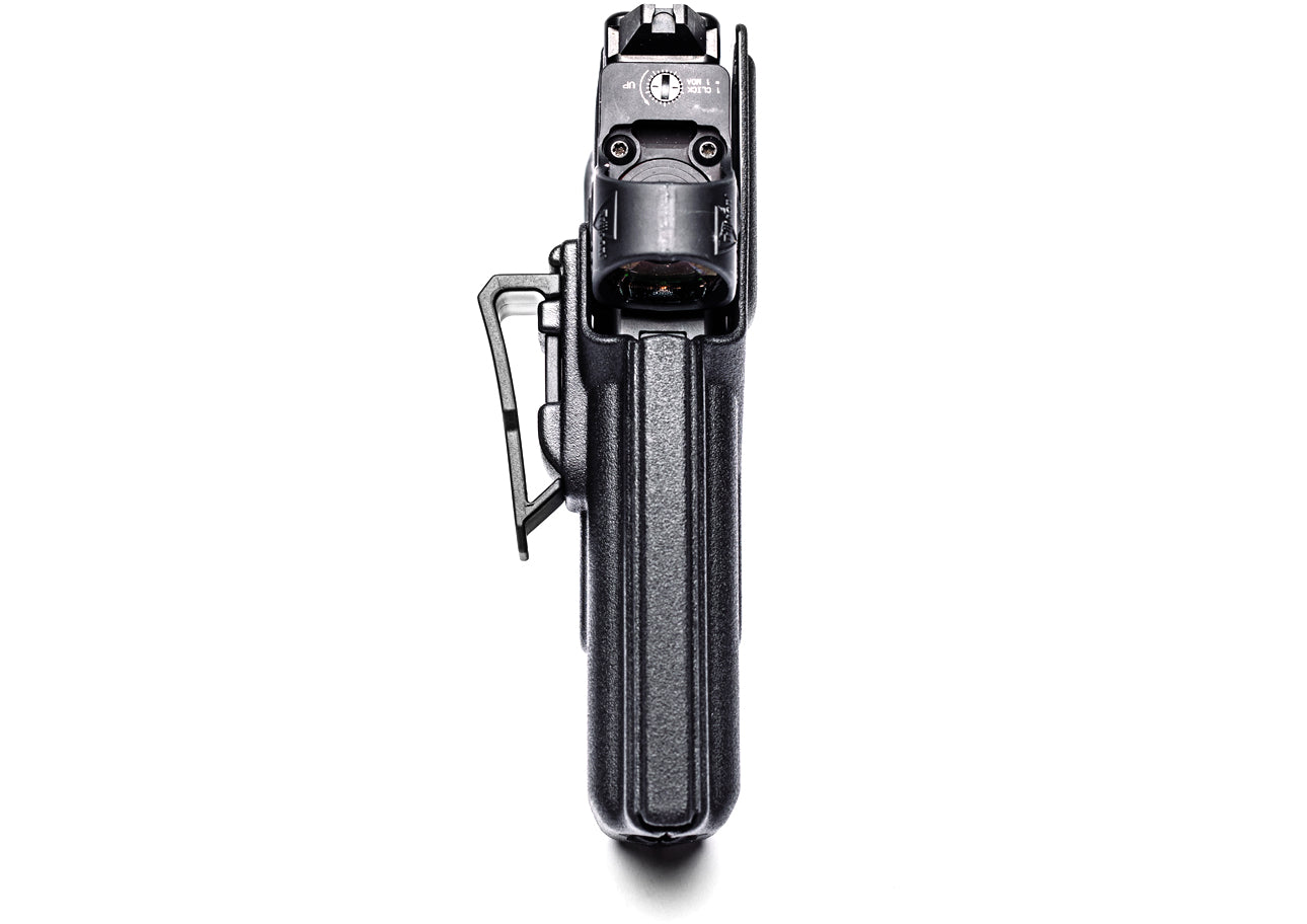 Inside the Waistband (IWB) Klipt Holster With Glock 45 and SRO Ameriglo Suppressor Height Sights