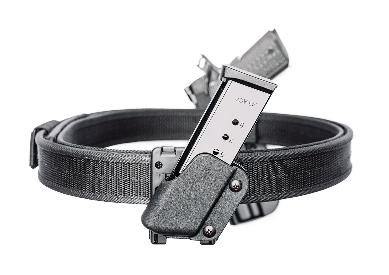 Signature Mag Pouch Pro Outside the Waistband (OWB) Competition Mag Carrier for 1911 Single Stack Handgun Magazine on Velocity Competition Speed Gun Belt and Classic Outside the Waistband (OWB) Holster