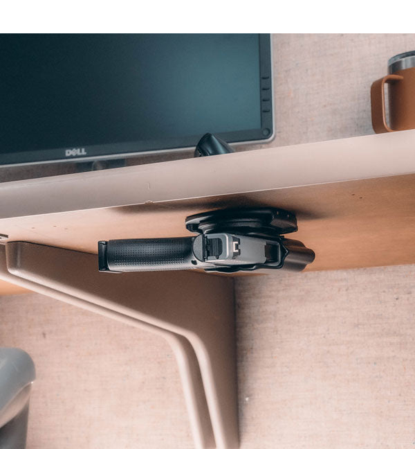 Tek-Mount Receiver mounted beneath a desk